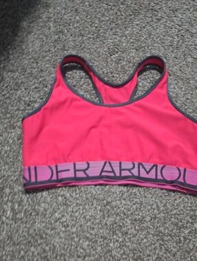 Under Armour Hot Pink Racerback Sports Bra with Gray Trim